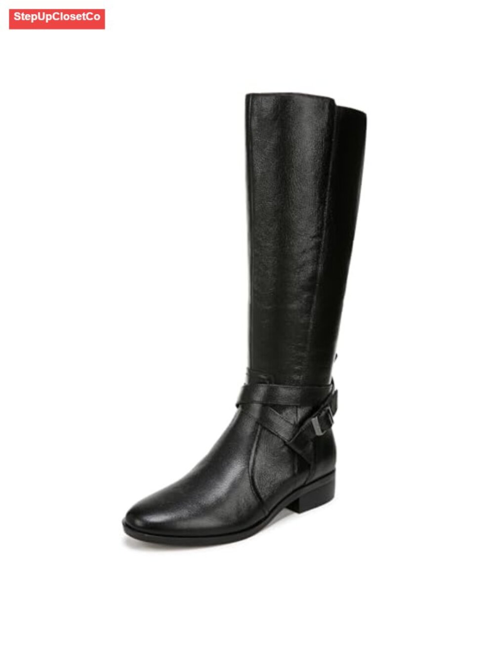 Naturalizer Knee High Leather Boots with Block Heel and Side Zip, Removable